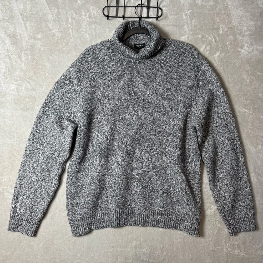 Forever 21 Men’s Gray Marled Turtleneck Sweater | Size XL | Cozy Knit
